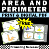 FREE Perimeter and Area Task Cards Unit Square Geometry Me