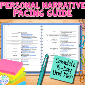 Preview of FREE Personal Narrative Writing Pacing Guide l 15 Day Unit Plan