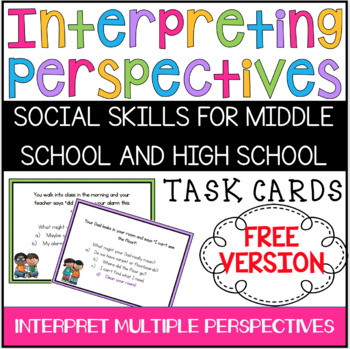 Preview of FREE Perspective Taking Scenarios! Social Skills for Middle & High School