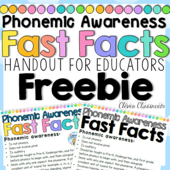 Preview of FREE Phonemic Awareness Fast Facts Handout - 1 page