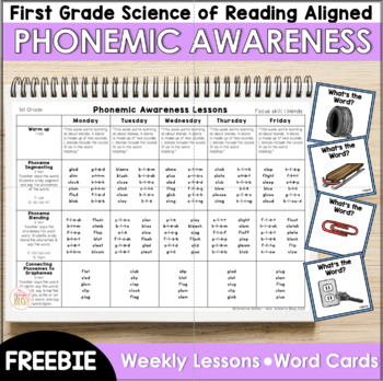 Preview of FREE Phonemic Awareness Activities - Yearlong Lessons - Kindergarten & 1st Grade