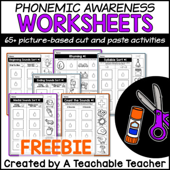 FREE Phonemic Awareness Worksheets by A Teachable Teacher | TpT