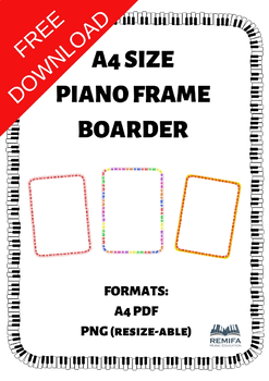 Preview of FREE Piano Keys Border and Frame - High Quality PNG Resize-able file.