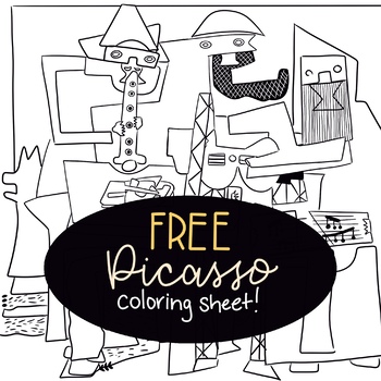 Preview of FREE Picasso "Three Musicians" Coloring Sheet
