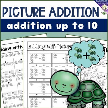 Preview of Picture Addition - (Add to 10)  Worksheets / Printables for Pre K, Kindergarten.