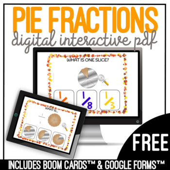 Preview of FREE Pie Fractions Digital Interactive Activity