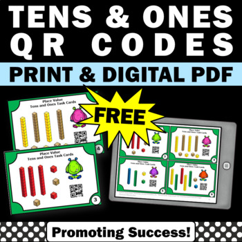  FREE Download Place Value Tens and Ones Task Cards QR Codes Math Stations Games