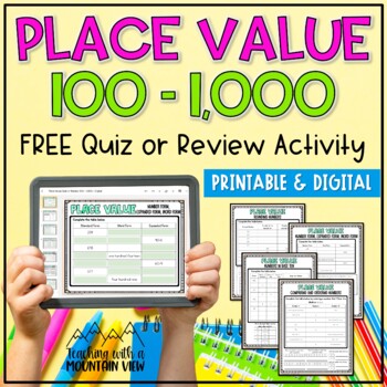 Preview of Place Value Review Activity to 1,000