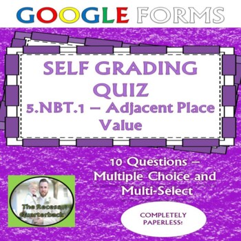 Preview of FREE Place Value Self Grading Digital Assessment 5.NBT.1