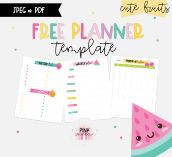 Preview of FREE Planner Template - To do list- Goals list- Weekly Planner - Monthly Planner