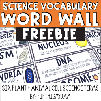 Preview of FREE Plant and Animal Cell Science Word Wall | Vocabulary Cards