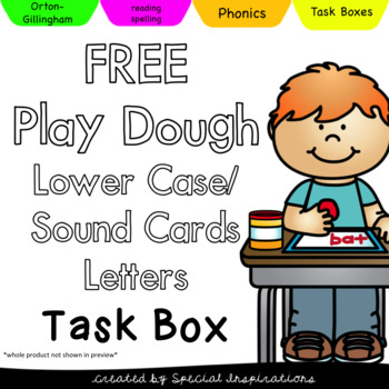 Preview of FREE! Play Dough Lower Case Letters/Sound Cards Task Box Science of Reading