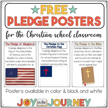 Preview of FREE Pledge Posters for the Christian School Classroom