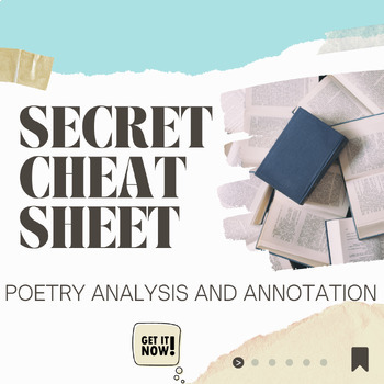 Preview of FREE Poetry Analysis and Annotation Cheat Sheet, Invictus Poem Worksheet Bonus