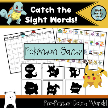 Preview of FREE Pokemon Catch the Sight Word Game! - Pre-Primer Dolch