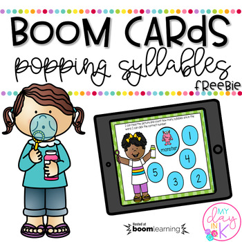 Preview of FREE Popping Syllables Task Cards Distance Learning | Boom Cards™