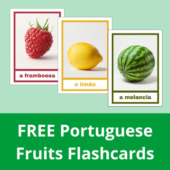 Preview of FREE Portuguese Fruits Flashcards with AI Generated Images