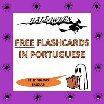 Preview of FREE Portuguese Halloween Flash Cards: O Dia das Bruxas
