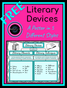 Preview of FREE Poster - Literary Devices - Figurative Language Chart - Graphic Organizer