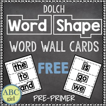 Preview of FREE  Pre Primer Dolch Word Shape Word Wall Flash Cards