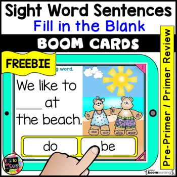 Preview of FREE Pre Primer and Primer Sight Words Sentences | Digital BOOM Cards