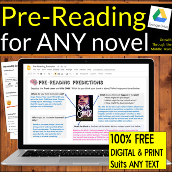 Preview of FREE Pre-Reading Activities for ANY novel (Digital & Print)