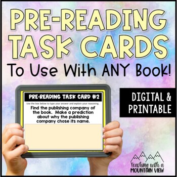 Preview of FREE Pre-Reading Task Cards for Novel Study