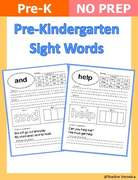 free prek sight words no prep printable worksheets by teacherveronica