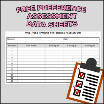 Preview of FREE Preference Assessment Data Sheets (ABA and Special Education)