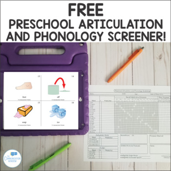 Preview of FREE Preschool Articulation and Phonology Screening Kit
