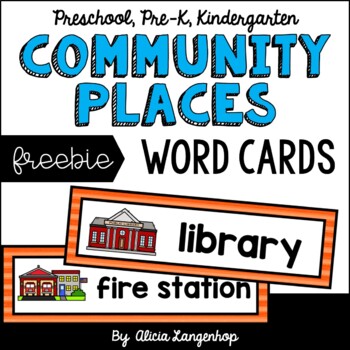 Preview of FREE Preschool Community Places Word Wall Cards