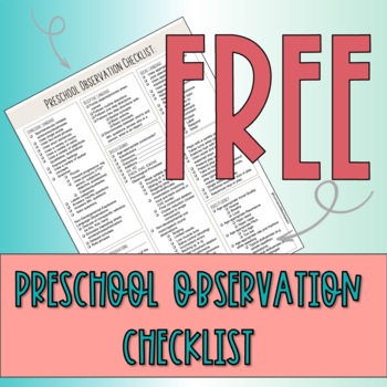 Preview of FREE Preschool Speech and Language Observation Checklist