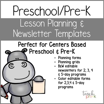 Preview of FREE Preschool/Pre-K Lesson Planning Templates & Editable Newsletter Templates