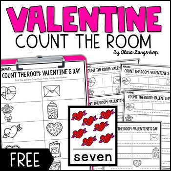 Preview of FREE Preschool Count the Room Valentine's Day Activity