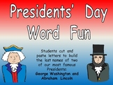 FREE Presidents' Day Word Fun for Kindergarten 