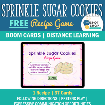 Preview of FREE Pretend Play Sugar Cookie Recipe Game Boom Cards for Speech Therapy