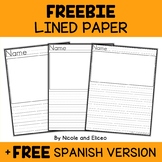 FREE Primary Lined Writing Paper with Picture Box + Spanish