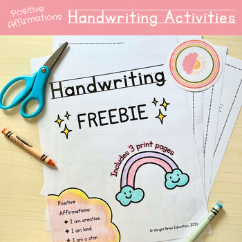 Preview of FREE Print Handwriting SEL Activities | Coloring Pages | Positive Affirmations