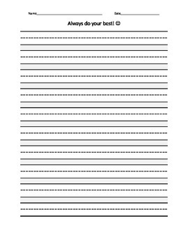 Preview of FREE Printable Always Do Your Best Dotted Mid-line Lined Paper {EDITABLE!!!}