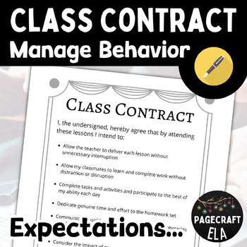 Preview of Printable Class Contract for Classroom Social and Behavior Expectations