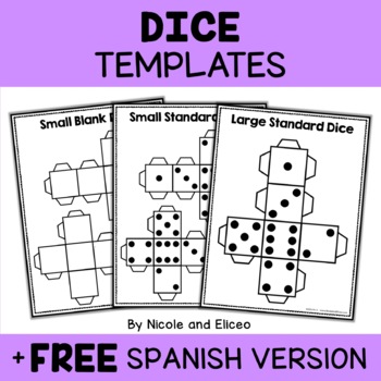 Preview of Printable Dice Templates for Math Games + FREE Spanish