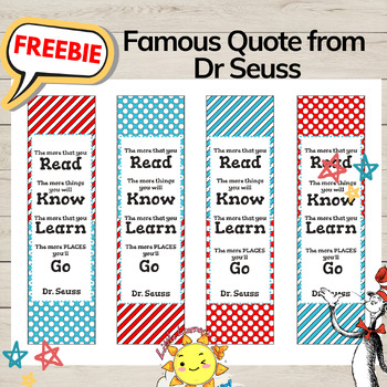 Free Dr Seuss Quote Bookmarks Printable