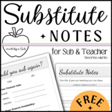 FREE Printable Note to Sub Substitute Notes | Middle Schoo