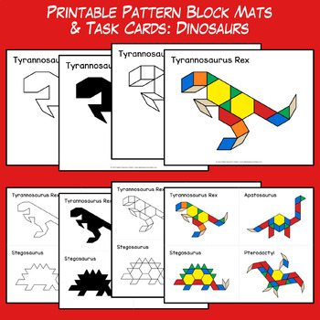 Preview of FREE Printable Pattern Block Mats & Task Cards: Dinosaurs