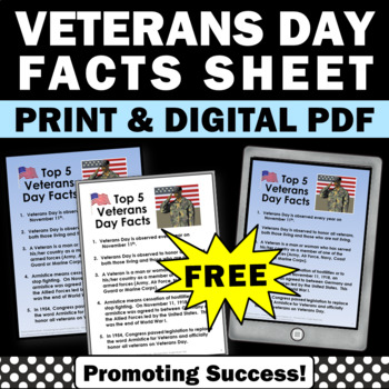 Preview of FREE What is Veterans Day Reading Comprehension Passage Worksheets 3rd 4th 5th