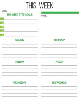 weekly planner printable pdf