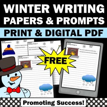Preview of FREE Winter Activities Creative Writing Prompts Papers
