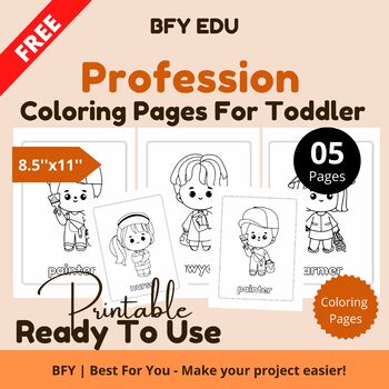 Preview of FREE*Profession* Toddler Coloring Book 8.5x11 05 pages