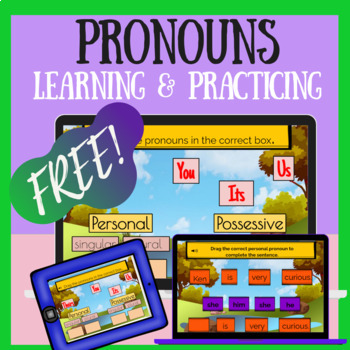 Preview of FREE Pronouns learning and practicing BOOM Cards