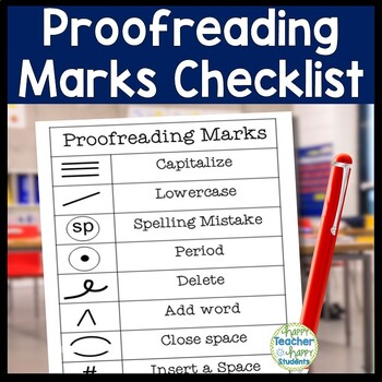Preview of Proofreading Marks Checklist (Proofreading Checklist) Editing Marks Symbols